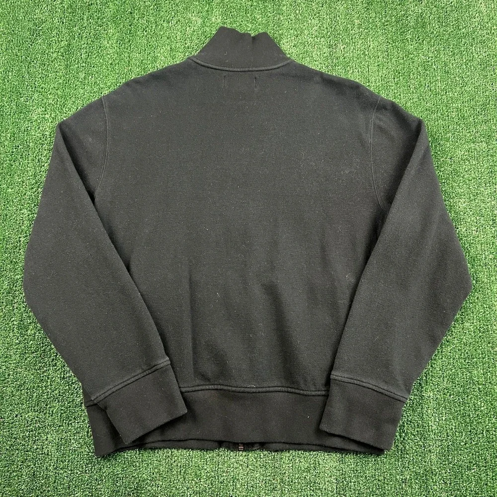 VTG Polo Ralph Lauren Sweater Men's XL Black Full Zip Cotton Mock Neck Red Pony